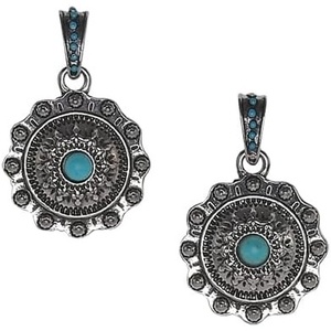 image:imageJustin Earrings Drop Dangle Concho WFaux Turquoise Stone