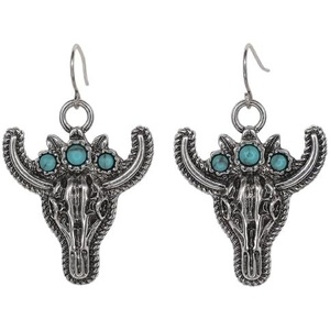 image:imageJustin Earrings Steer Head WFaux Turquoise Flower Crown