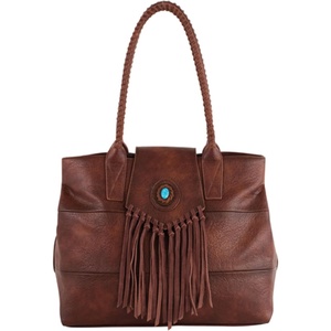 image:imageJustin Ladies Tote Brown WFaux Turquoise Concho 15 W X 7 D X 12 H X 10 DL