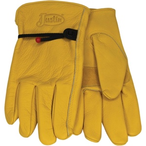 image:imageJustin Leather Gloves wWrist Pull Tie Tan  Large