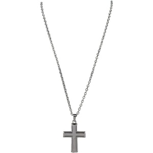 image:imageJustin Mens Necklace Stainless Steel Cross WEnameled American Flag Colors