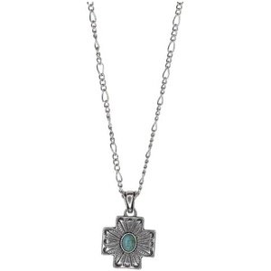 image:imageJustin Necklace Figaro Chain WCross Concho And Faux Turquoise Stone Charm
