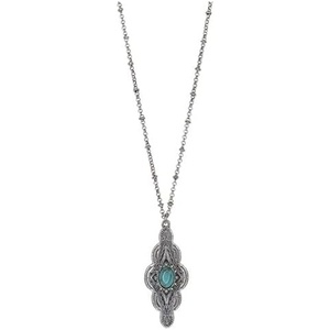 image:imageJustin Necklace Saturn Chain WDiamond Concho And Faux Turquoise Stone Dangle