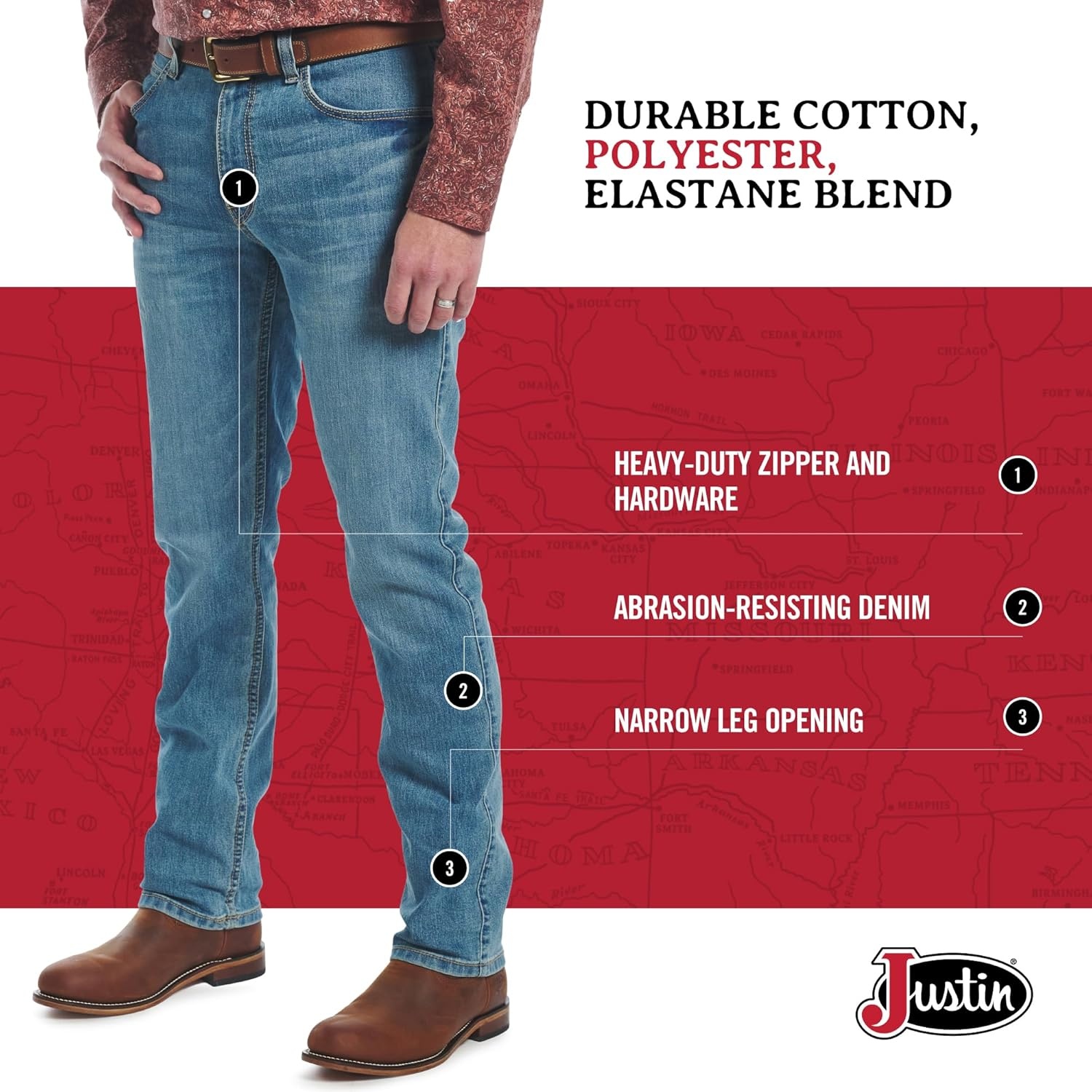 image:imageJustin 1879 J1 Modern Slim Jeans for Men Premium Denim Stylish Fit Comfortable Wear LongLasting Versatile LookLight Wash