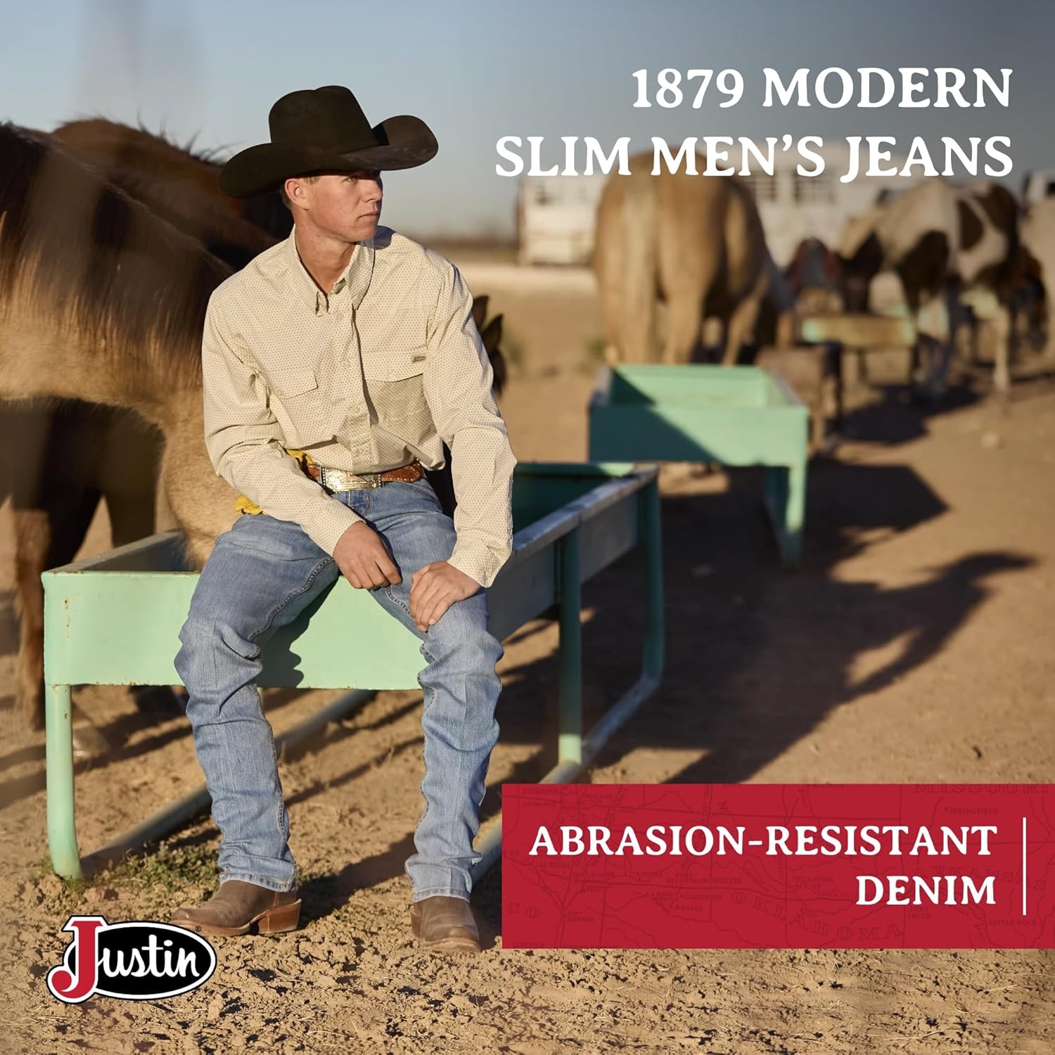 image:imageJustin 1879 J1 Modern Slim Jeans for Men Premium Denim Stylish Fit Comfortable Wear LongLasting Versatile LookLight Wash