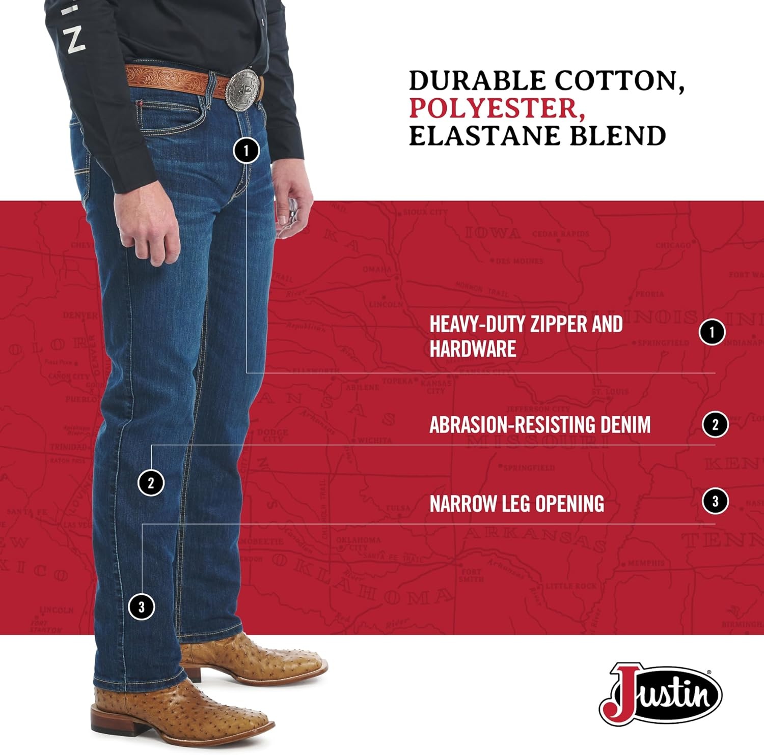 image:imageJustin 1879 J1 Modern Slim Jeans for Men Premium Denim Stylish Fit Comfortable Wear LongLasting Versatile LookMedium Wash