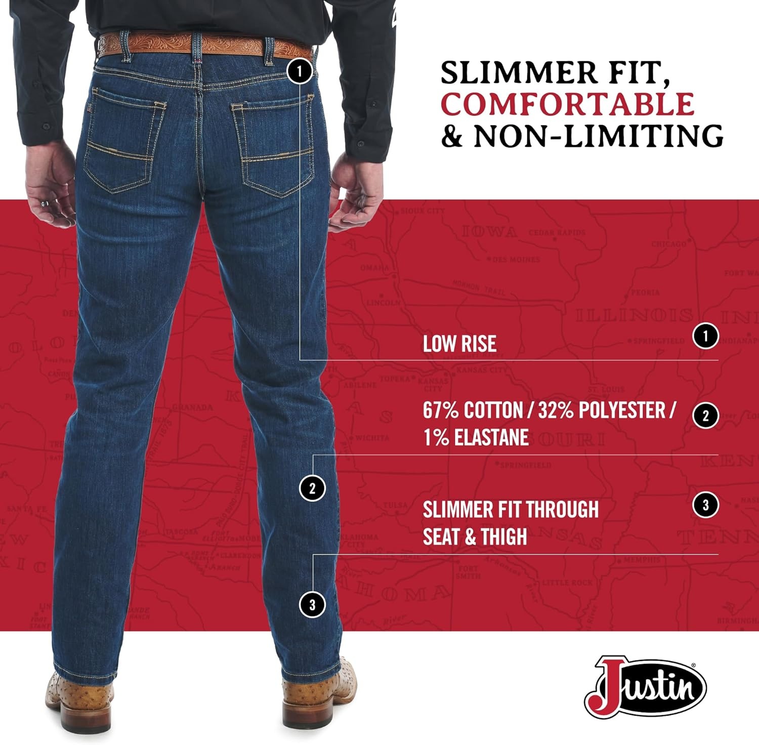 image:imageJustin 1879 J1 Modern Slim Jeans for Men Premium Denim Stylish Fit Comfortable Wear LongLasting Versatile LookMedium Wash