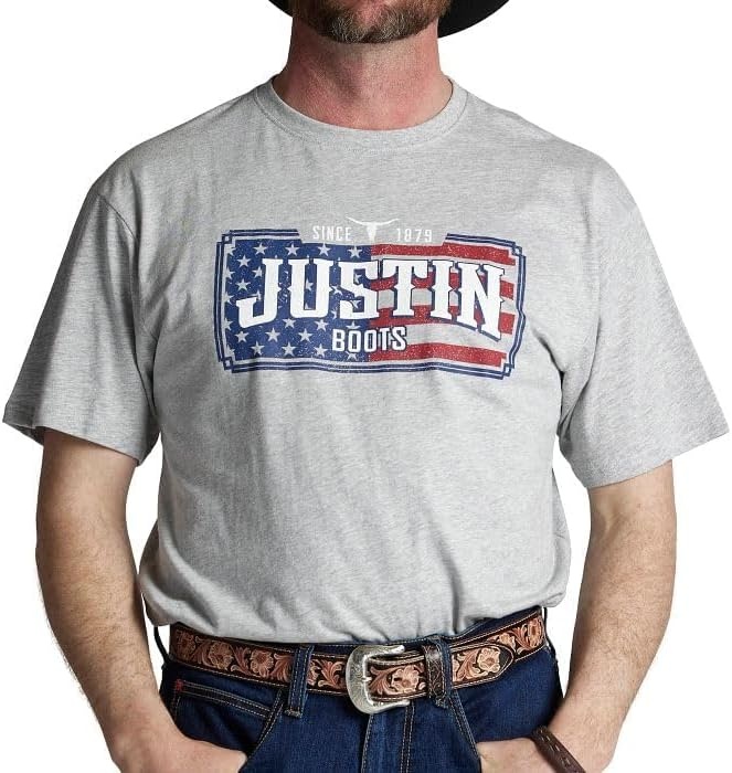 image:imageJustin JG3227 Mens License Plate Flag Shirts Vintage American Style Soft Cotton Casual Fit Short Sleeve Tee