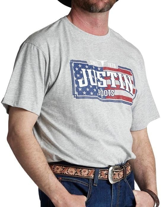 image:imageJustin JG3227 Mens License Plate Flag Shirts Vintage American Style Soft Cotton Casual Fit Short Sleeve Tee