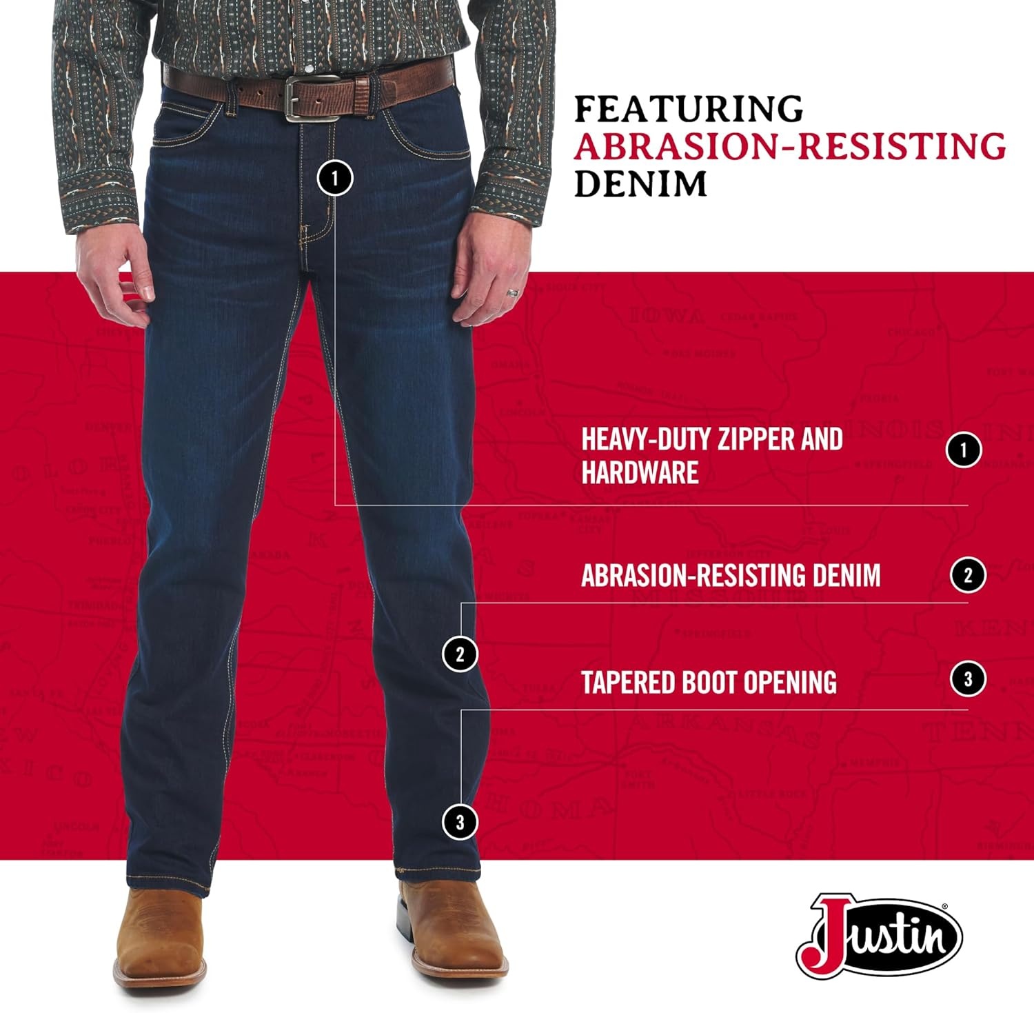 image:imageJustin Mens 1879 J2 Straight Leg JeansDark Wash