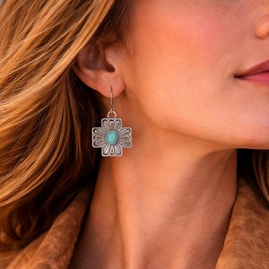 image:imageFaux Turquoise Cross Concho Earrings