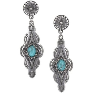 image:imageJustin Earring Drop Dangle Diamond Concho With Turquoise Colored Stone