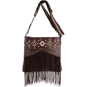 image:imageJustin Ladies Crossbody Brown With Tan Aztec Inlay 12 W X 1 D X 11 H X 20  26 ADJ