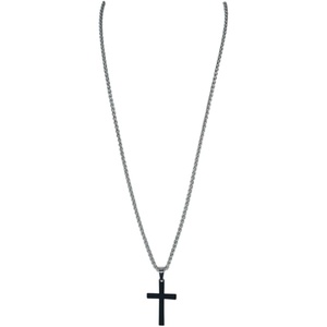 image:imageJustin Mens Necklace Beveled Matte Rubber Coated Black Cross
