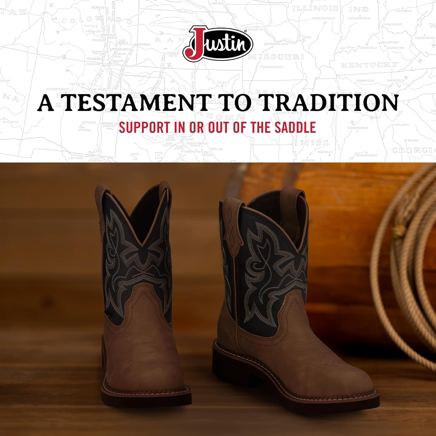 image:imageJustin Gypsy Kay 8 Cowboy Boots for Women Premium FullGrain Leather Womens Cowgirl Boots with Removable Orthotic Footbed SlipResistant Rubber OutsoleWalnut