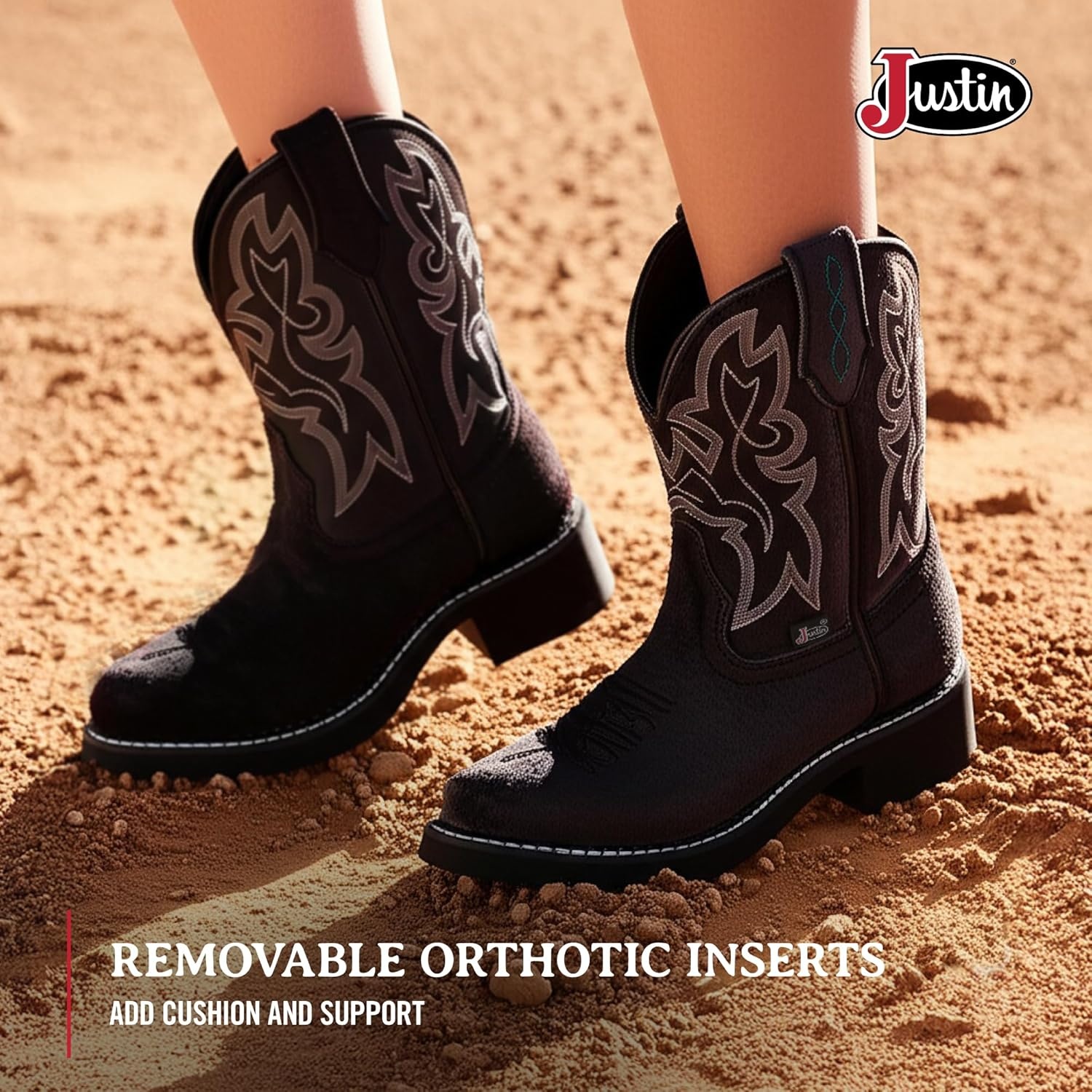 image:imageJustin Gypsy Kay 8 Cowboy Boots for Women Premium FullGrain Leather Womens Cowgirl Boots with Removable Orthotic Footbed SlipResistant Rubber OutsoleHoney