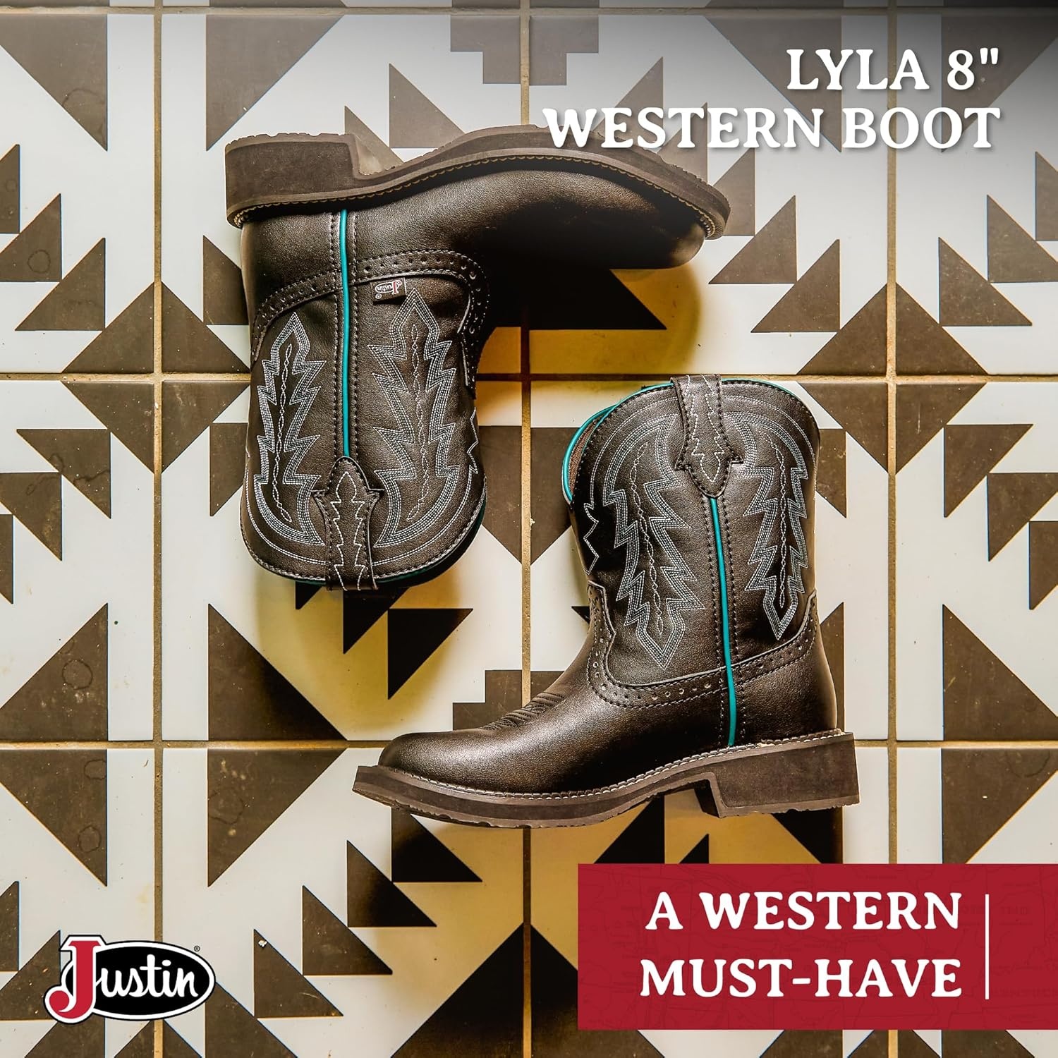 image:imageJustin Lyla 8 Western Boots for Women Gypsy Collection Round Toe Slip Resisting OutsoleBrown