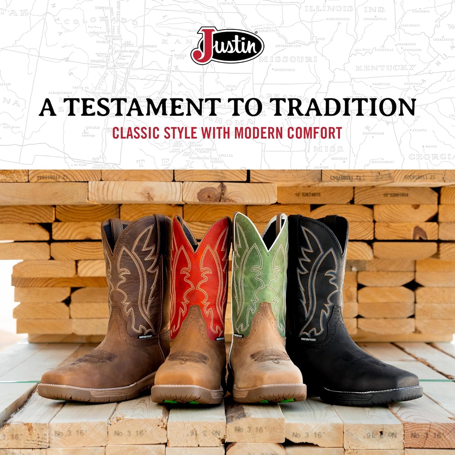 image:imageJustin NiTread 11 Composite Toe Boots for Men Commander Collection Square Toe FullGrain Leather Mens Work Boots with Comfort Footbed and Oil amp SlipResistant OutsoleTaupe