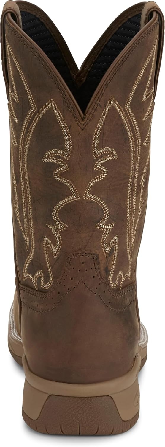 image:imageJustin NiTread 11 Western Work Boots for Men Commander Collection Square Toe FullGrain Leather Mens Work Boots with Comfort Footbed and Oil amp SlipResistant OutsoleTaupe