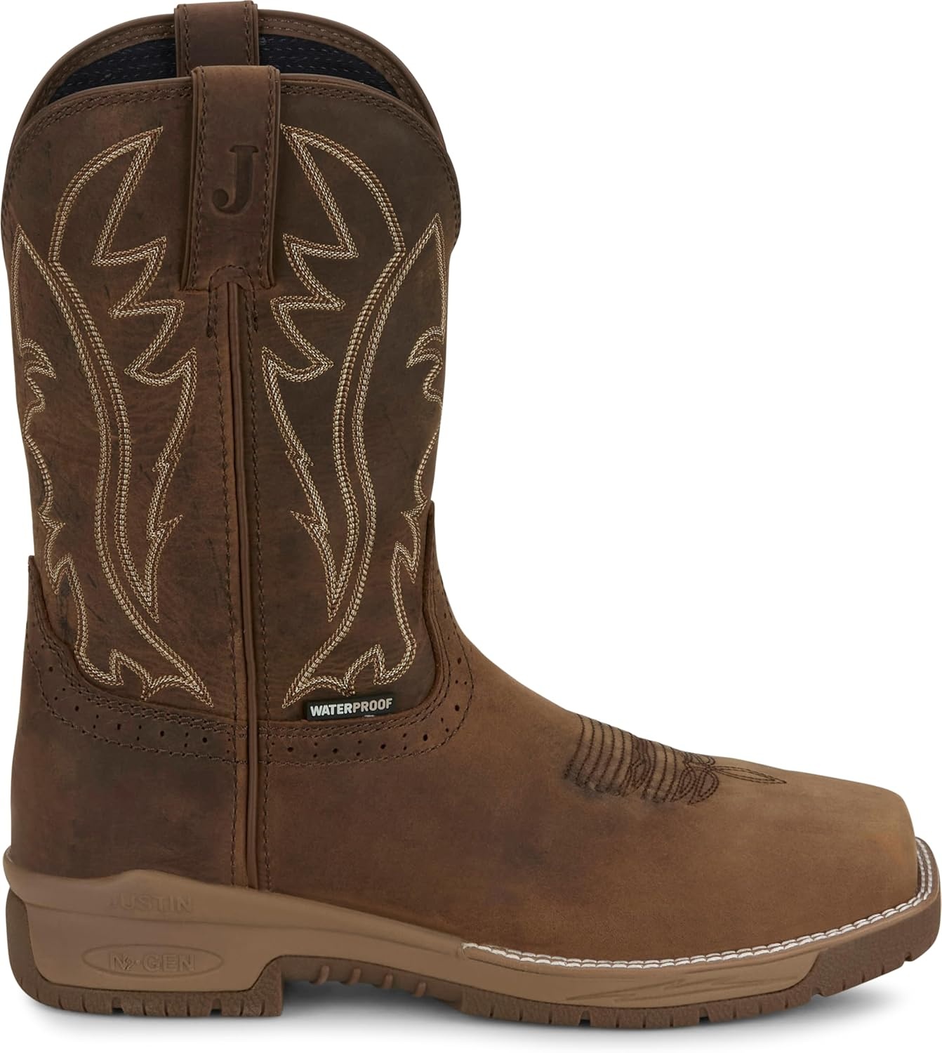 image:imageJustin NiTread 11 Western Work Boots for Men Commander Collection Square Toe FullGrain Leather Mens Work Boots with Comfort Footbed and Oil amp SlipResistant OutsoleTaupe