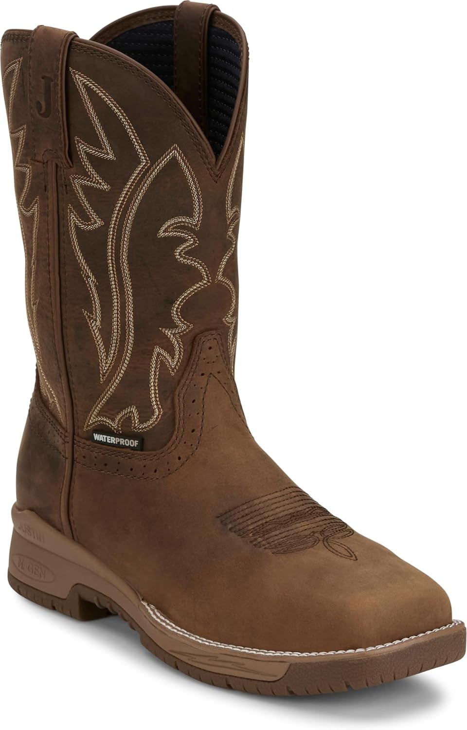 image:imageJustin NiTread 11 Western Work Boots for Men Commander Collection Square Toe FullGrain Leather Mens Work Boots with Comfort Footbed and Oil amp SlipResistant OutsoleTaupe