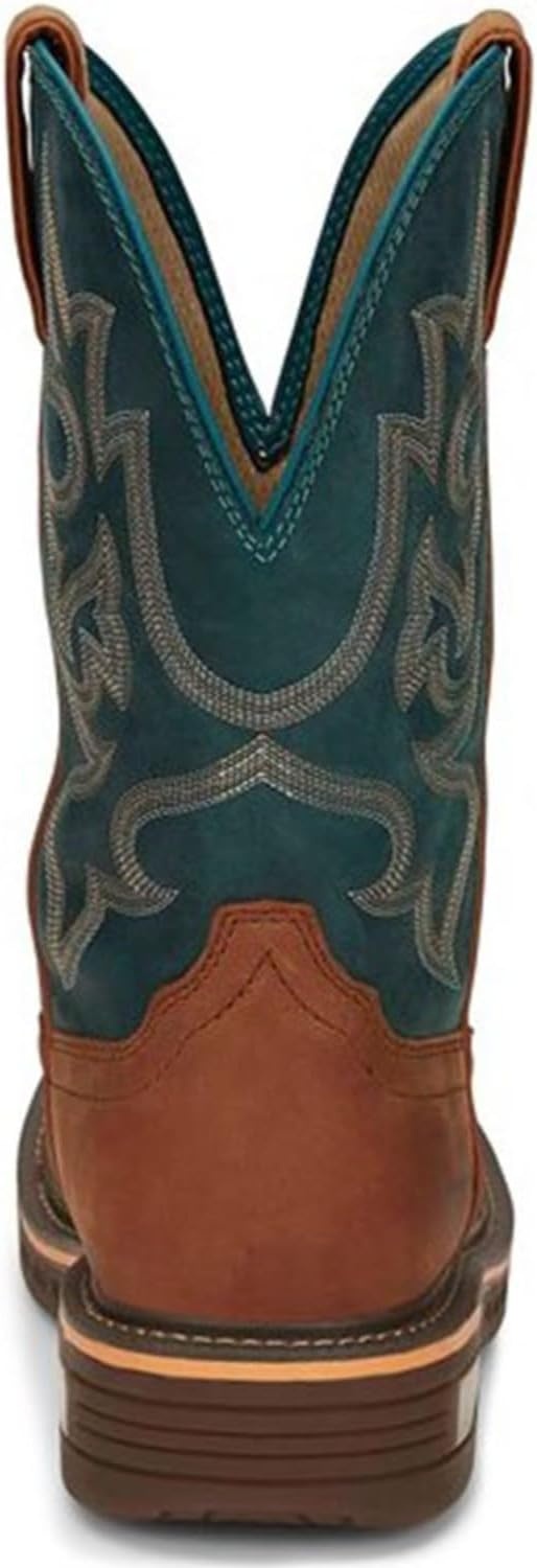 image:imageJustin Resistor 11 Nano Comp Toe Mens Work Boot SlipResistant Outsole Durable Leather Upper PullOn Western StyleRusset