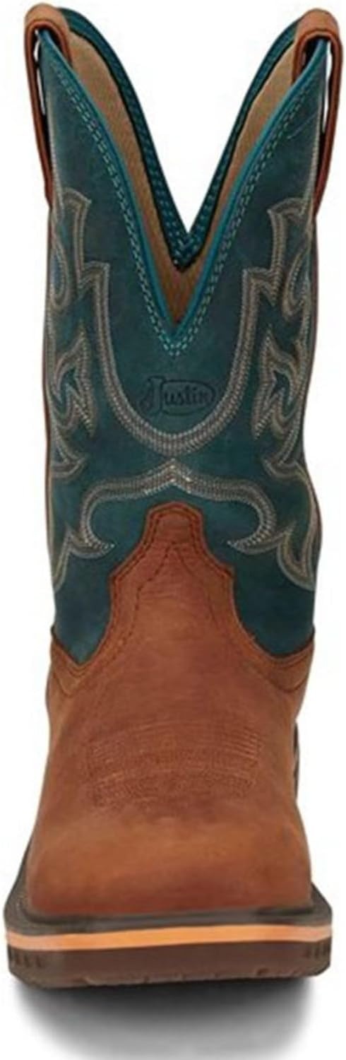 image:imageJustin Resistor 11 Nano Comp Toe Mens Work Boot SlipResistant Outsole Durable Leather Upper PullOn Western StyleRusset