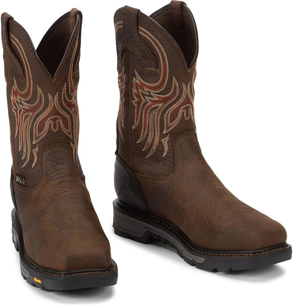 image:imageJustin Work Driscoll 11 Waterproof Met Guard Steel Toe Mens Boots Premium Leather EH ASTM F2413 Rated Vibram OutsolePecan