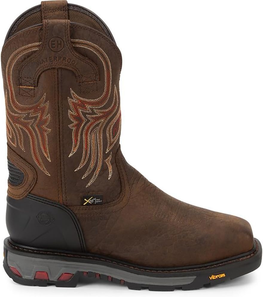image:imageJustin Work Driscoll 11 Waterproof Met Guard Steel Toe Mens Boots Premium Leather EH ASTM F2413 Rated Vibram OutsolePecan