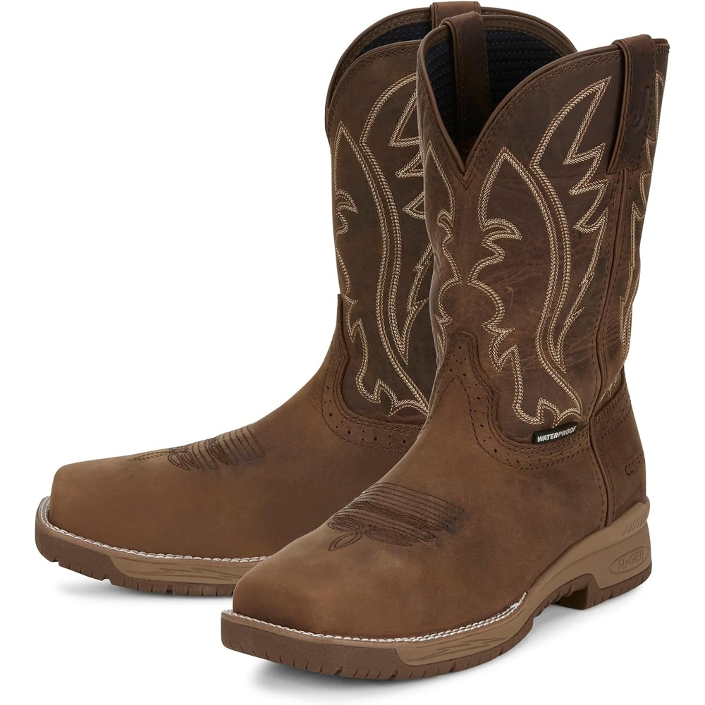 image:imageJustin NiTread 11 Composite Toe Boots for Men Commander Collection Square Toe FullGrain Leather Mens Work Boots with Comfort Footbed and Oil amp SlipResistant OutsoleTaupe