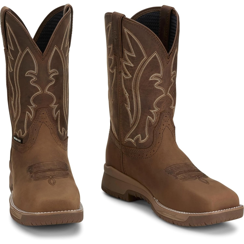 image:imageJustin NiTread 11 Western Work Boots for Men Commander Collection Square Toe FullGrain Leather Mens Work Boots with Comfort Footbed and Oil amp SlipResistant OutsoleTaupe