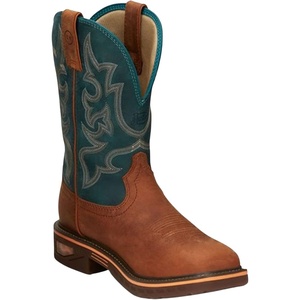 image:imageJustin Resistor 11 Nano Comp Toe Mens Work Boot SlipResistant Outsole Durable Leather Upper PullOn Western StyleRusset