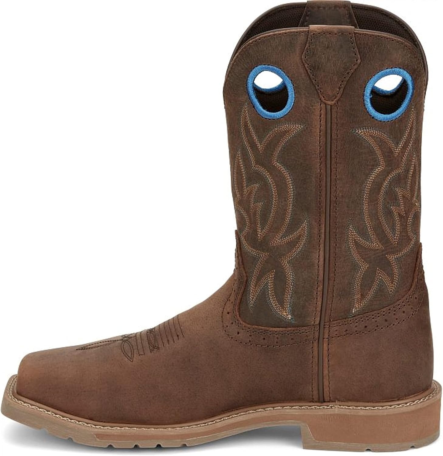 image:imageJustin All Around 11 Work Boots for Men Steel Toe Waterproof Slip amp Oil Resistant EH Rated Leather Rubber SoleWalnut