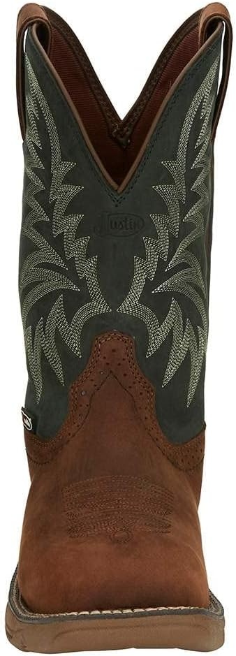 image:imageJustin Boot Company Mens Pecan Brown Water Buffalo 11 Forest Green Top Work BootBrown