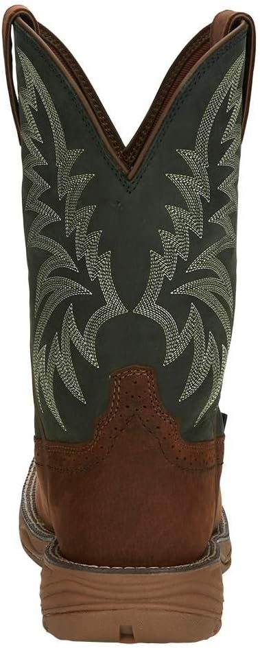 image:imageJustin Boot Company Mens Pecan Brown Water Buffalo 11 Forest Green Top Work BootBrown