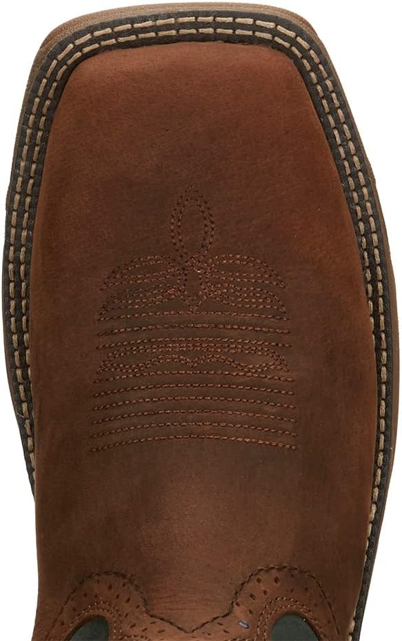 image:imageJustin Boot Company Mens Pecan Brown Water Buffalo 11 Forest Green Top Work BootBrown