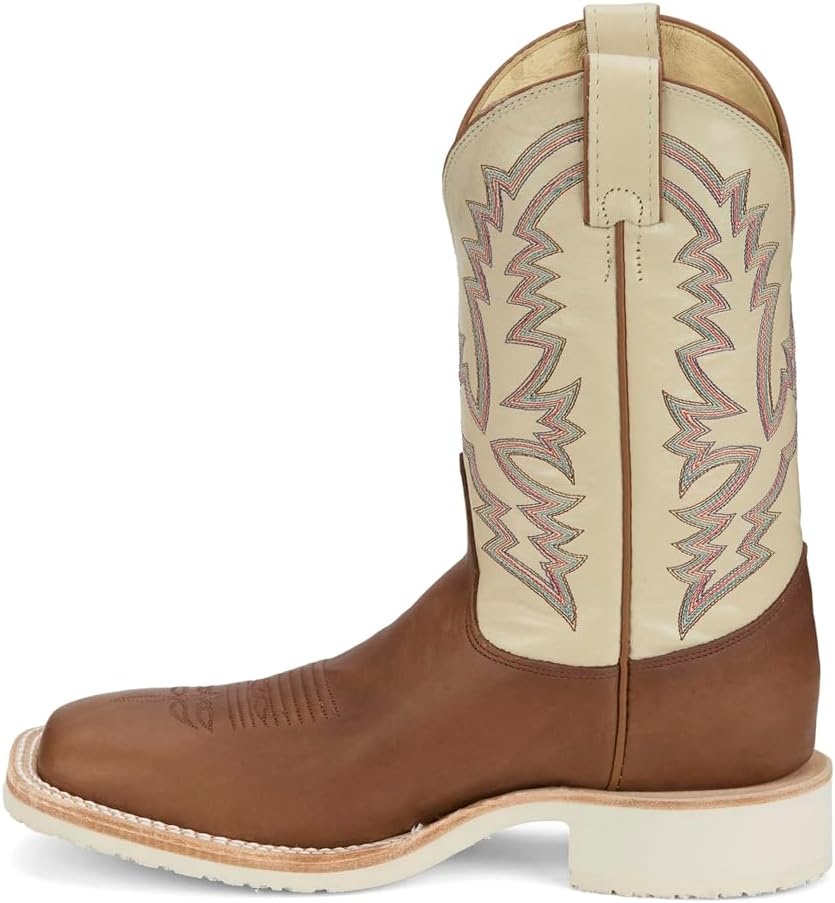 image:imageJustin Boots Mens Trainor Square Toe Pull On Casual Boots Mid Calf Brown Off WhiteBrown