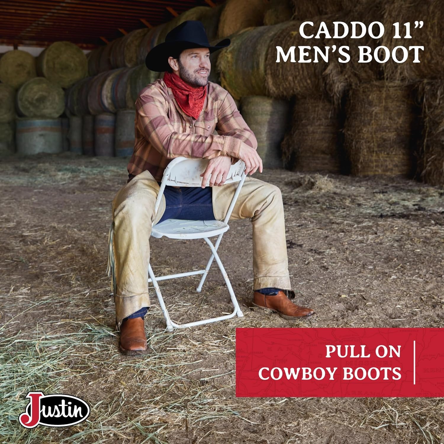 image:imageJustin Caddo 11 Western Boots for Men Durable Premium FullGrain Leather Square Toe Cowboy Boots Built with Full DoubleStitch Welt ConstructionCopper Brown