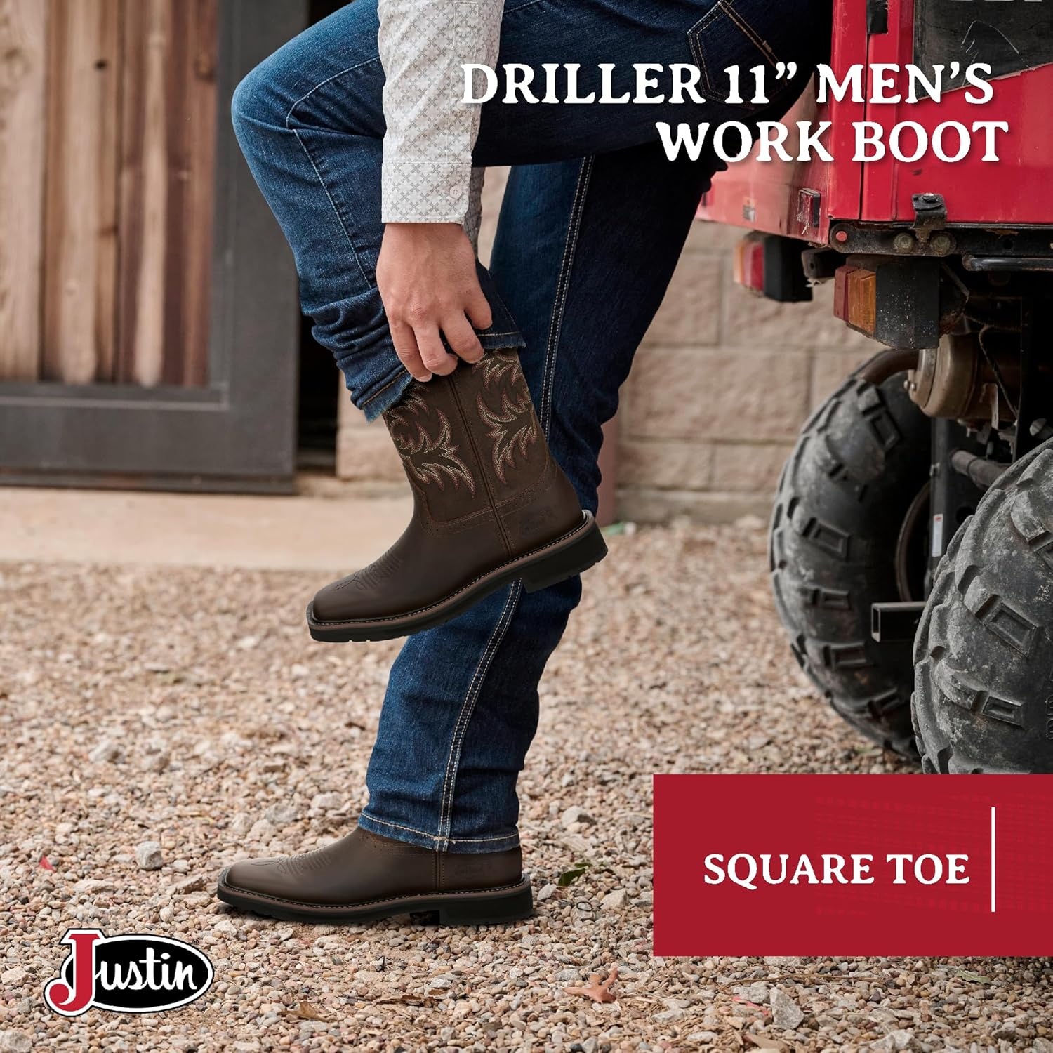 image:imageJustin Driller 11 Work Boot for Men Durable Construction SlipResistant Sole Comfortable FitCedar
