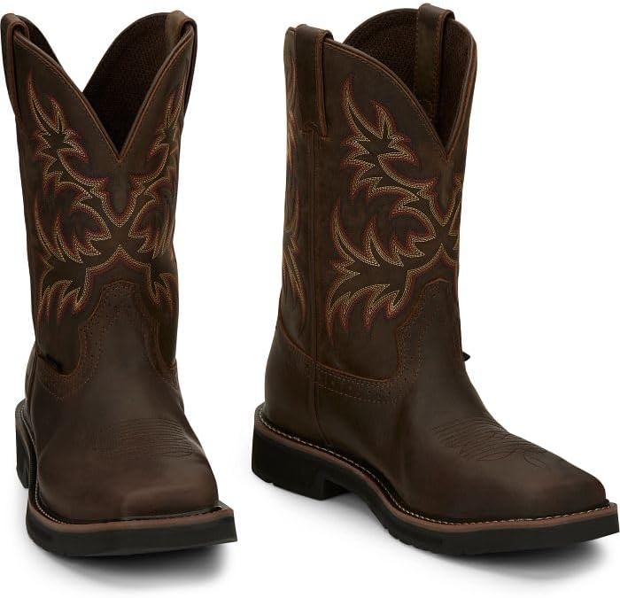 image:imageJustin Driller 11 Work Boot for Men Durable Construction SlipResistant Sole Comfortable FitDark Brown