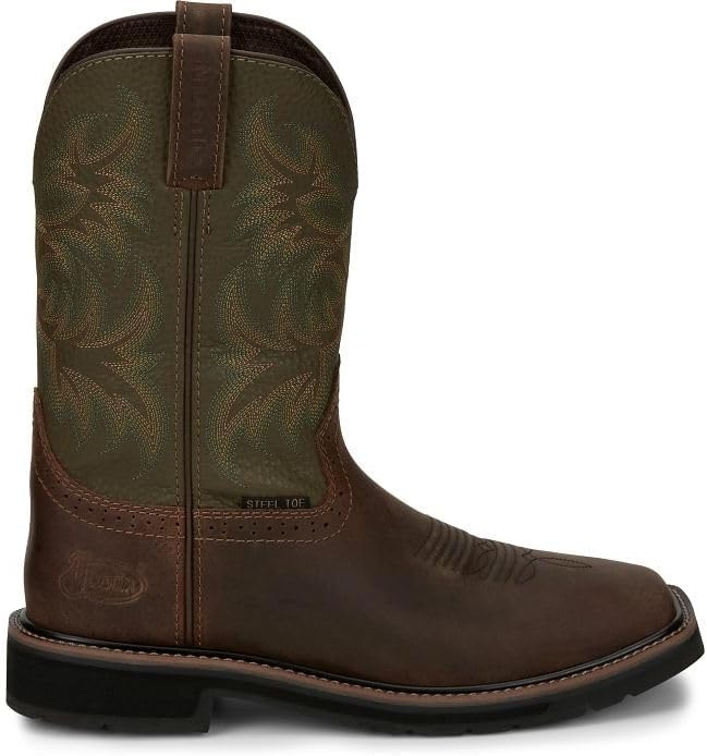 image:imageJustin Driller 11 Work Boot for Men Durable Construction SlipResistant Sole Comfortable FitUmber