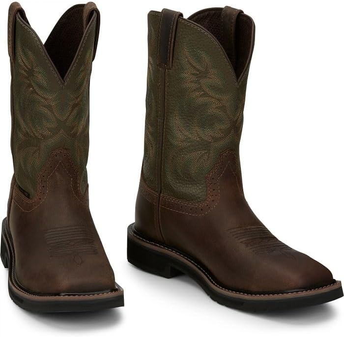 image:imageJustin Driller 11 Work Boot for Men Durable Construction SlipResistant Sole Comfortable FitUmber