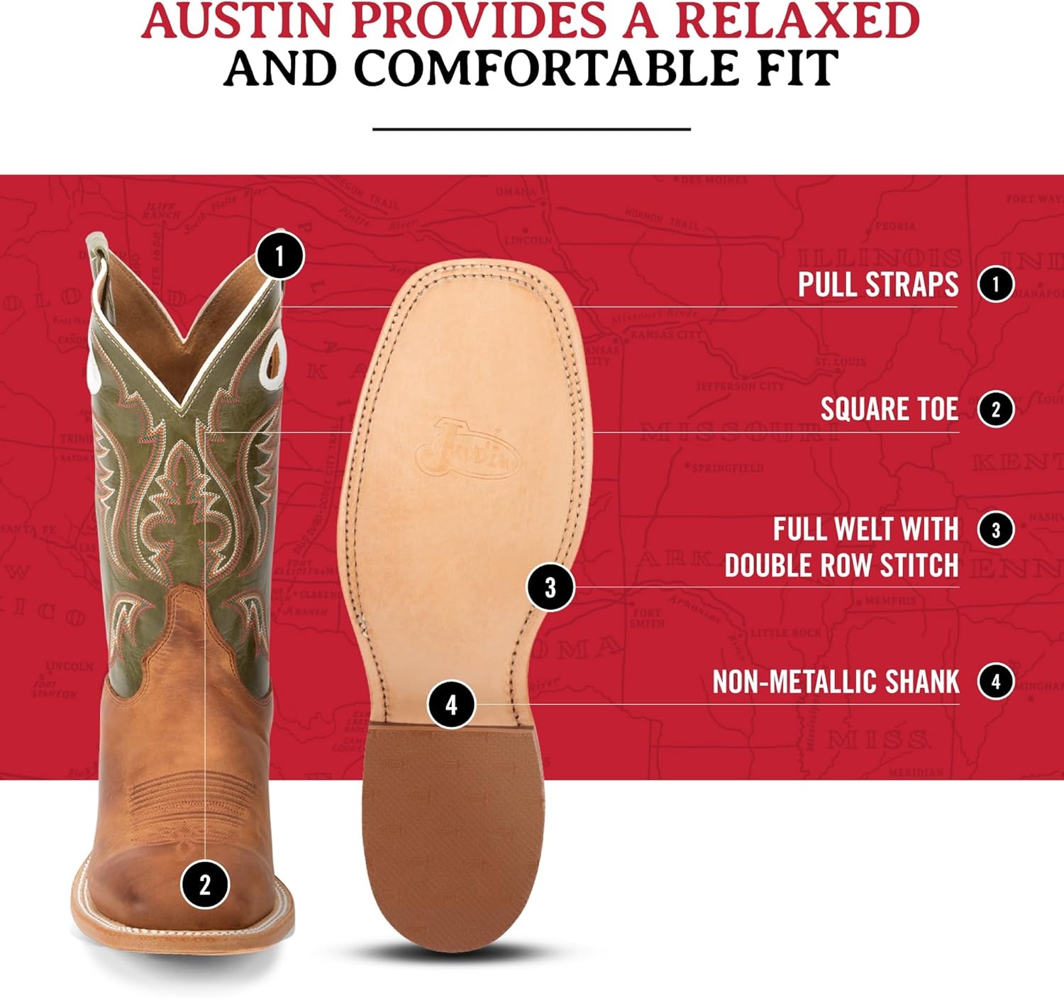 image:imageJustin Mens Austin II 11 tall Bent Rail Western BootCognac