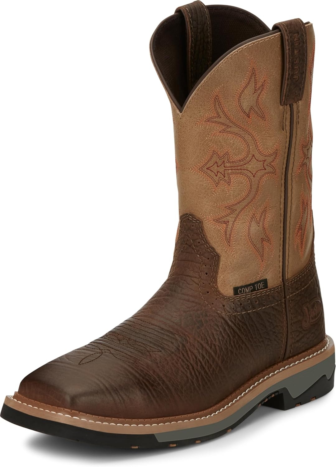 image:imageJustin Work Bolt 11 Composite Toe Mens IndustrialandConstructionBoots EH Rated Oil amp Slip Resistant ASTM F2413 Cement ConstructionBuff