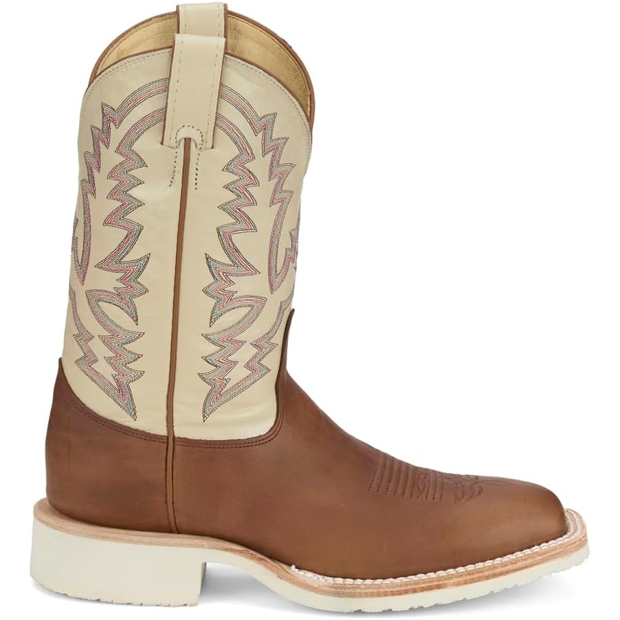 image:imageJustin Boots Mens Trainor Square Toe Pull On Casual Boots Mid Calf Brown Off WhiteBrown