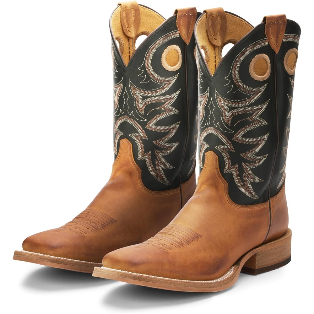 image:imageJustin Caddo 11 Western Boots for Men Durable Premium FullGrain Leather Square Toe Cowboy Boots Built with Full DoubleStitch Welt ConstructionCopper Brown