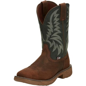 image:imageJustin Boot Company Mens Pecan Brown Water Buffalo 11 Forest Green Top Work BootBrown