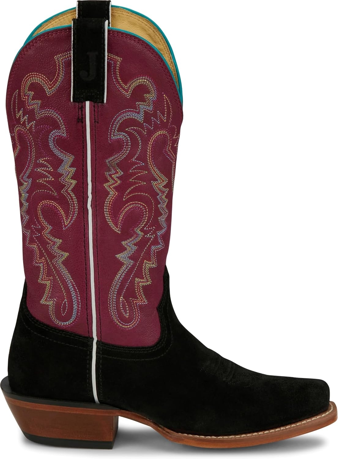 image:imageJustin Annie Up 13 Medium Square Toe Western Boot for Women Goat Leather Western Boots with Suede Vamps amp Ortholite InsoleMidnight Black
