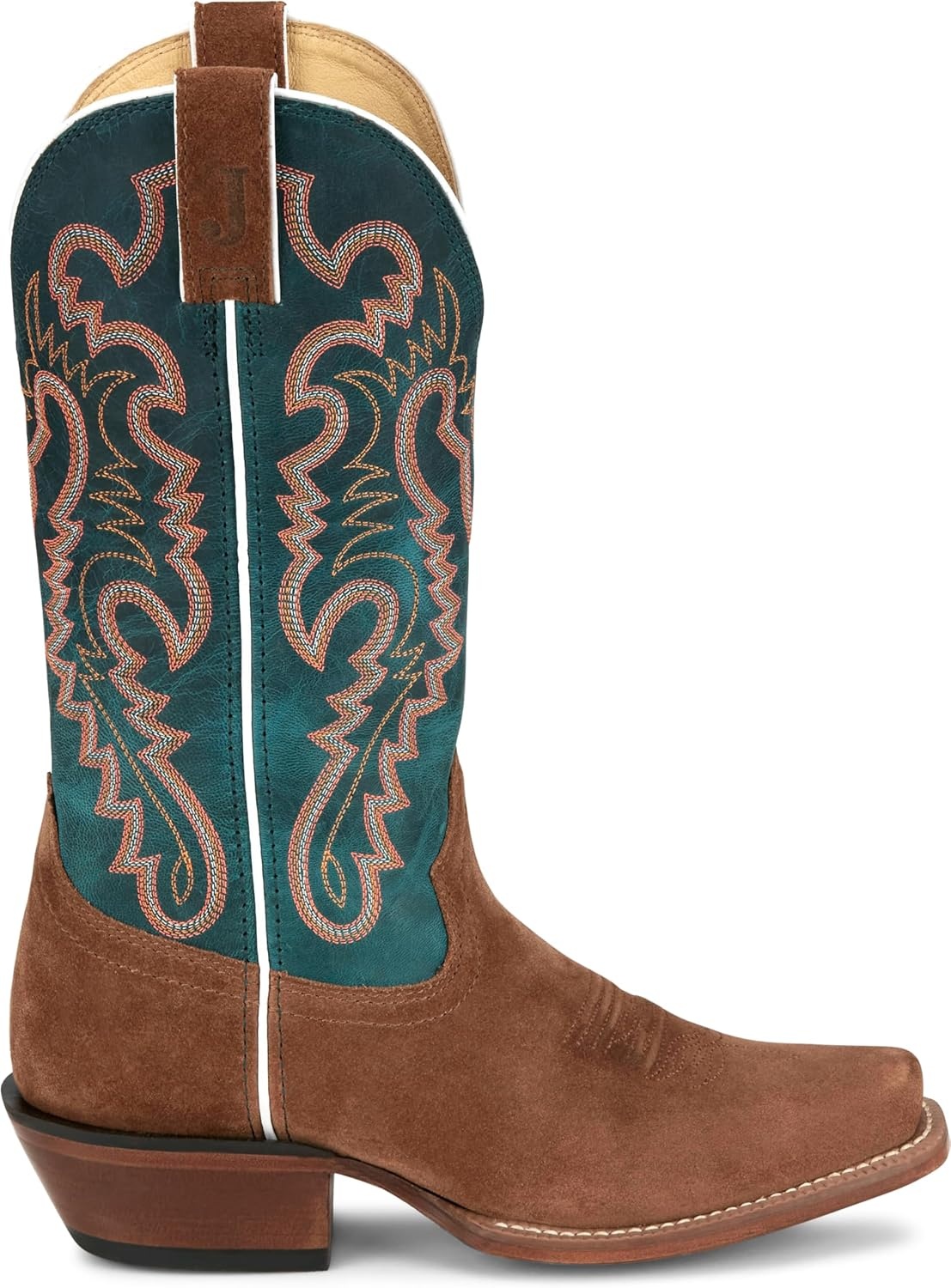 image:imageJustin Annie Up 13 Medium Square Toe Western Boot for Women Goat Leather Western Boots with Suede Vamps amp Ortholite InsoleSedona Tan
