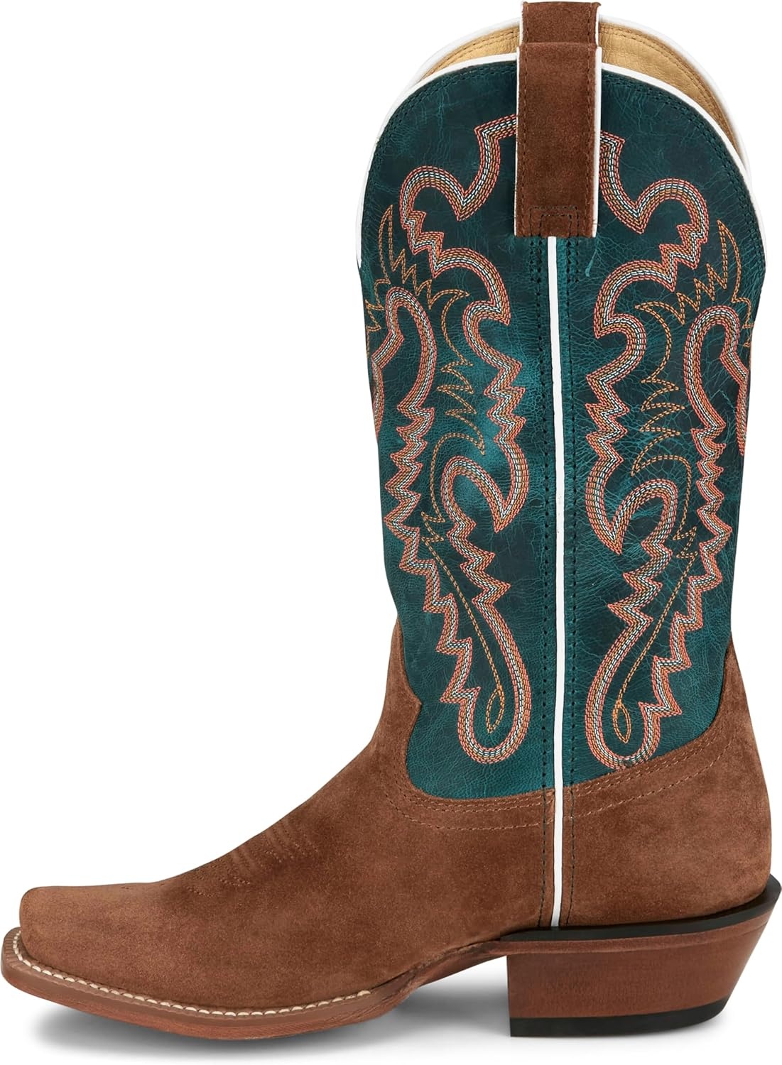 image:imageJustin Annie Up 13 Medium Square Toe Western Boot for Women Goat Leather Western Boots with Suede Vamps amp Ortholite InsoleSedona Tan